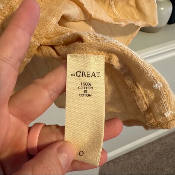 THE GREAT. Tan Cream White Floral Embroidered Blouse Top 0 Small - Picture 7 of 11